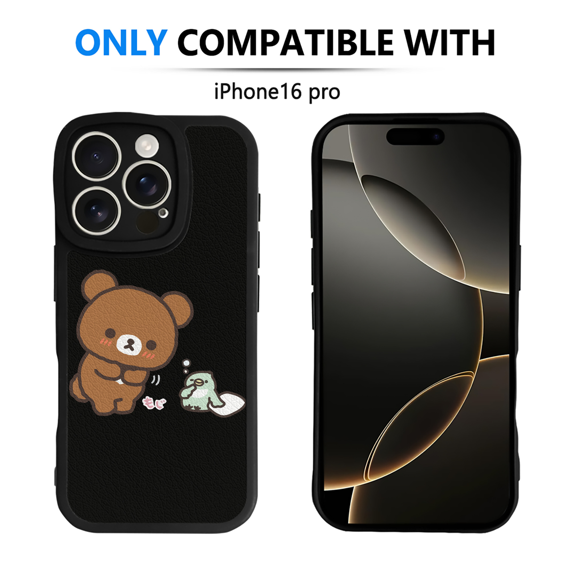 （画像用） リラックマ リラックマ キイロイトリ Rilakkuma Korilakkuma Kiiroitori 【iPhone 16シリーズ対応】シリコンスマホケース（レザー調） 材質：シリコン